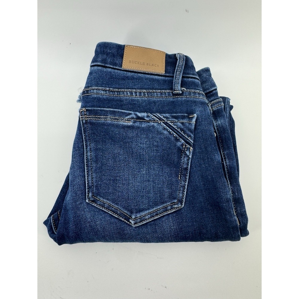 Buckle Black Fit No 53 Cropped Straight Jeans Medium Wash 25x26 Raw Hem - Picture 7 of 7